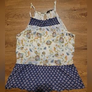 Womens Large Spaghetti Strap Flowery Blouse